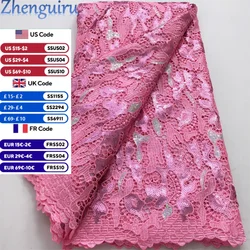 Black Nigerian Guipure Lace Fabric 2025 High Quality French Water Soluble African Sequins Cord Lace Fabric Dress for Women A4097