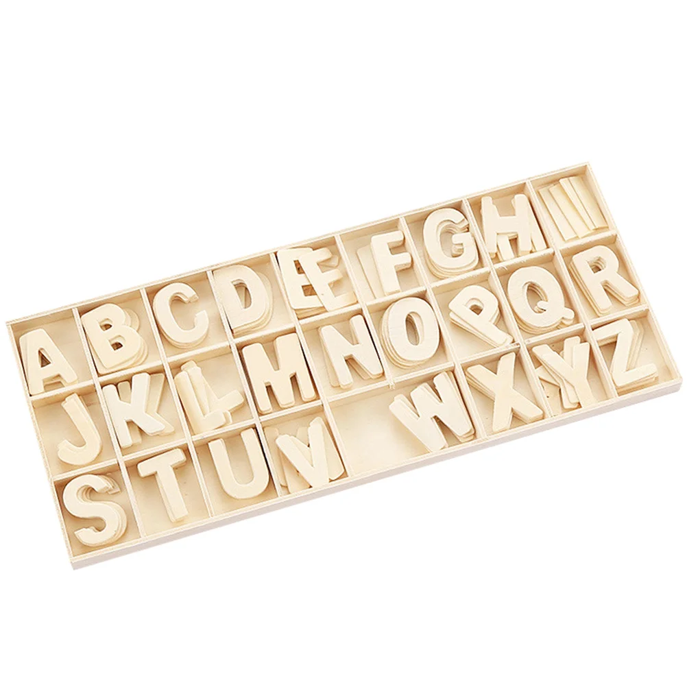 1Set Alphabet Wood Chips Smooth Shapes Safe for Kids Early Education DIY Supplies Creativity Development Home Decor Unpainted