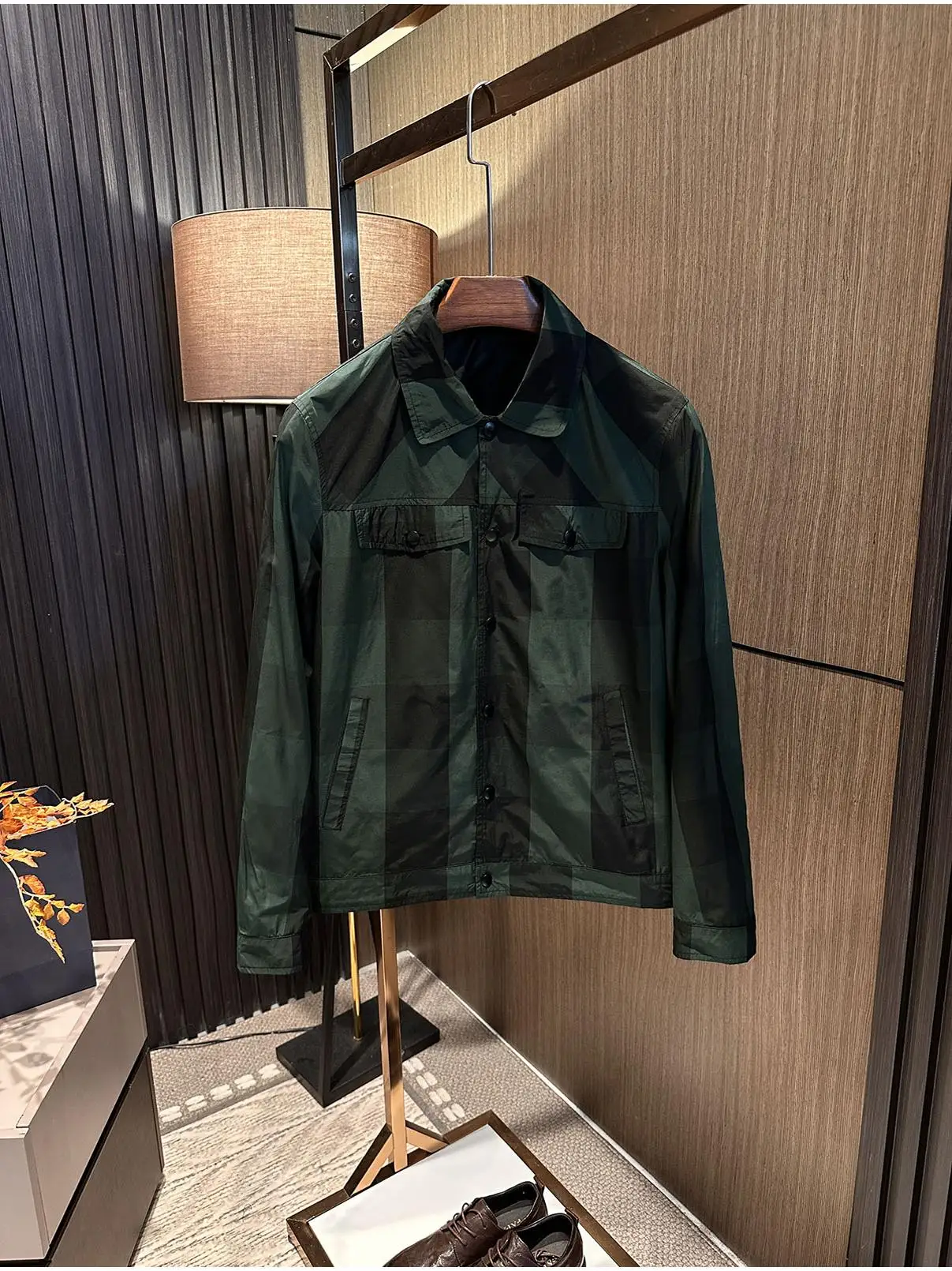 

High Quali Plaid Color Blo Men's Casual Faionable Jaet Spring Autumn Season Polyester Nylon Cosite Fiber Slim Fit