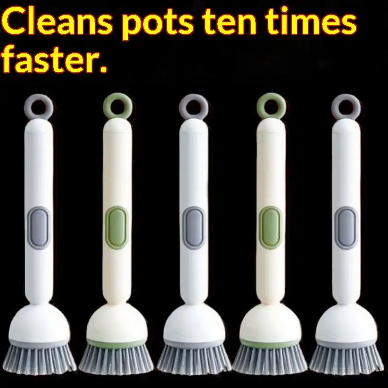 1/2 Pcs Adjustable Long Handled Liquid Washing Brush For Kitchen Dishwashing, Non Greasy And Non Damaging Multifunctional Brush