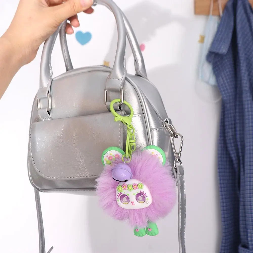 

Bag Charm Spring in Your Pocket Flower Sea Bear Keychain Lovely Pompom Furry Bear Keychain Cute Kawaii Bear Pendant Car Trinket