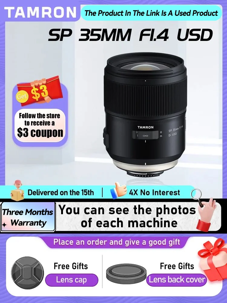 Tamron SP 35mm F1.4 F1.8 Di USD cámara Digital SLR de marco completo, lente principal estándar para Nikon D780 Canon 6D II 5D IV 35 1,4 (usado)