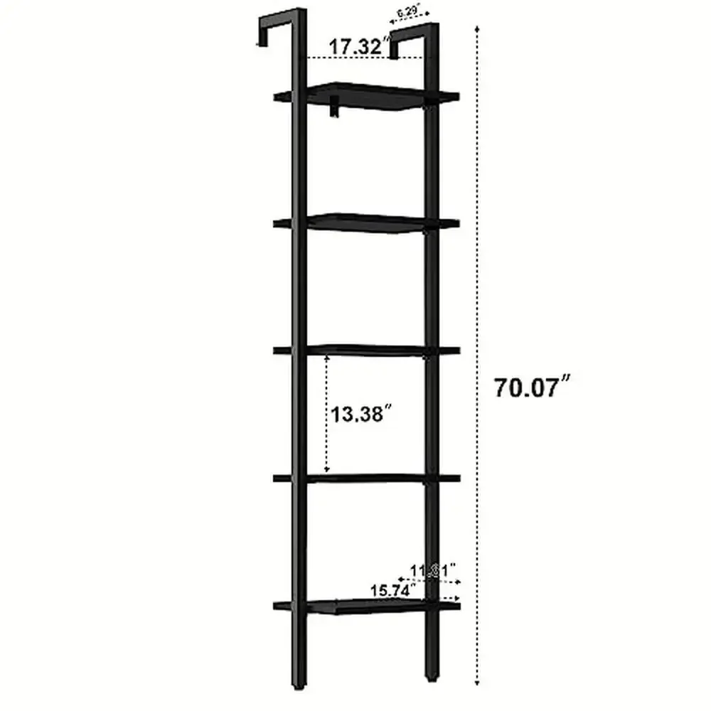 Industrial 5-Tier Wall Mounted Bookshelf Open Display Rack Metal Frame Wooden Shelves Storage Shelf Plants Books Kitchen Sturdy