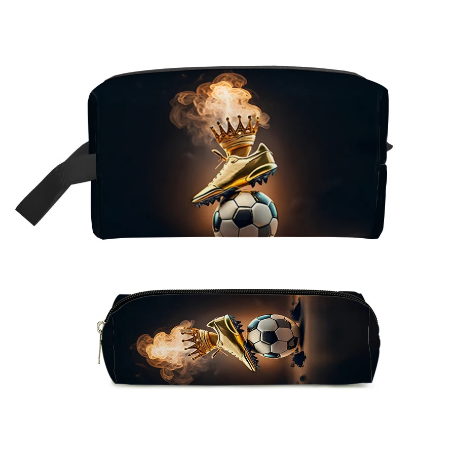 

Two Piece Football Pattern Cosmetic Bag , Pencil Case For Boy/Girls Children Best Gifts 3D Cartoon Bags Storage Bag