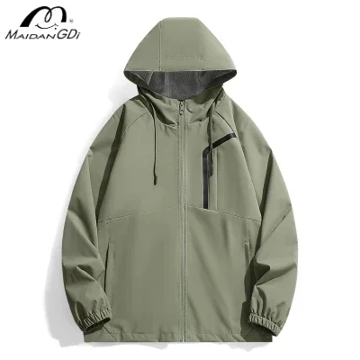 MAIDANGDI Men's Autumn and Winter Windproof Single-layer Solid Color Workwear Thin Mountaineering Jacket