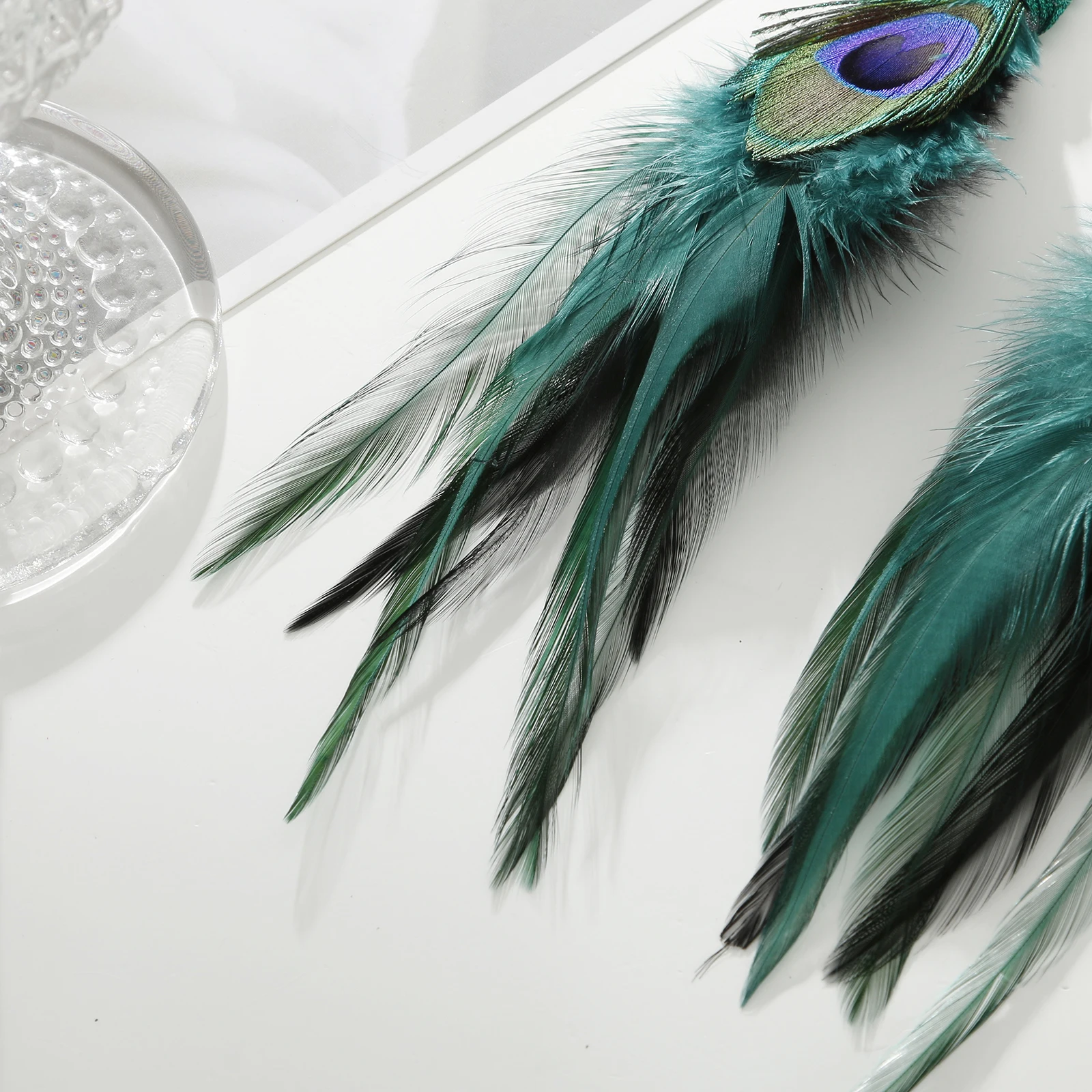 lureme Bohemian Style Multicolor Pheasant Feathers Dangle Earrings for Women Girls Large Feather Drop Earrings(er006405-12)