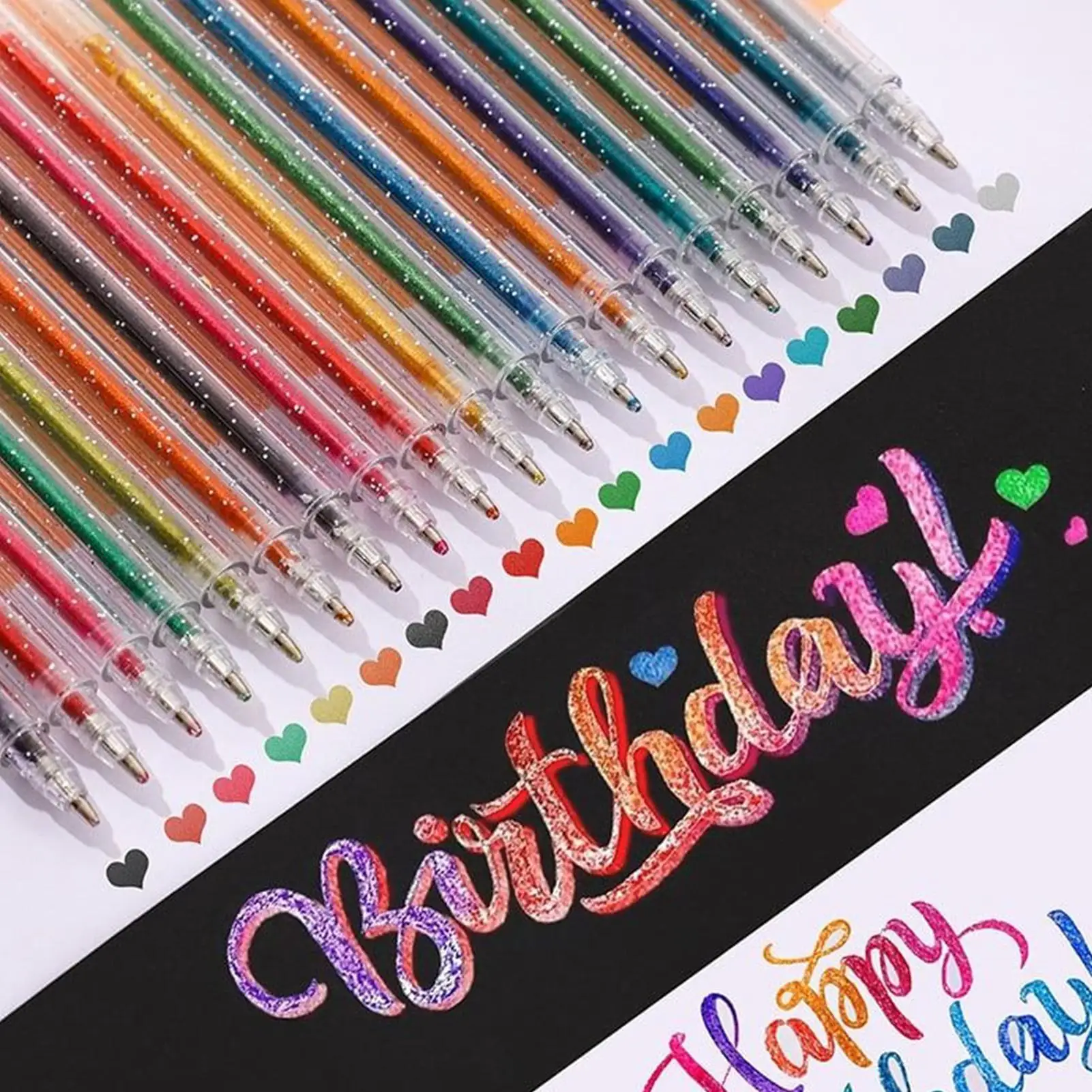 Glitter Pens Writing Glitter Gel Ink Pens Fade-Resistant Bleed-Proof Art Stationery Retractable Supplies For Teens Students