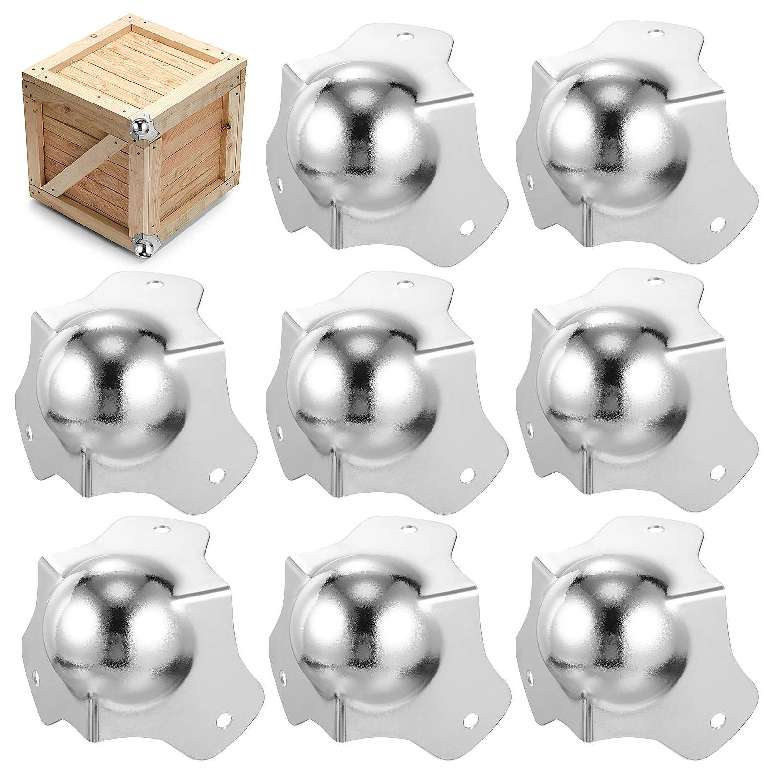 8 Pcs Metal Spherical Shockproof Corner Protectors 8pcs Ball Edge Flight Cabinet for Furniture Baby Boxes