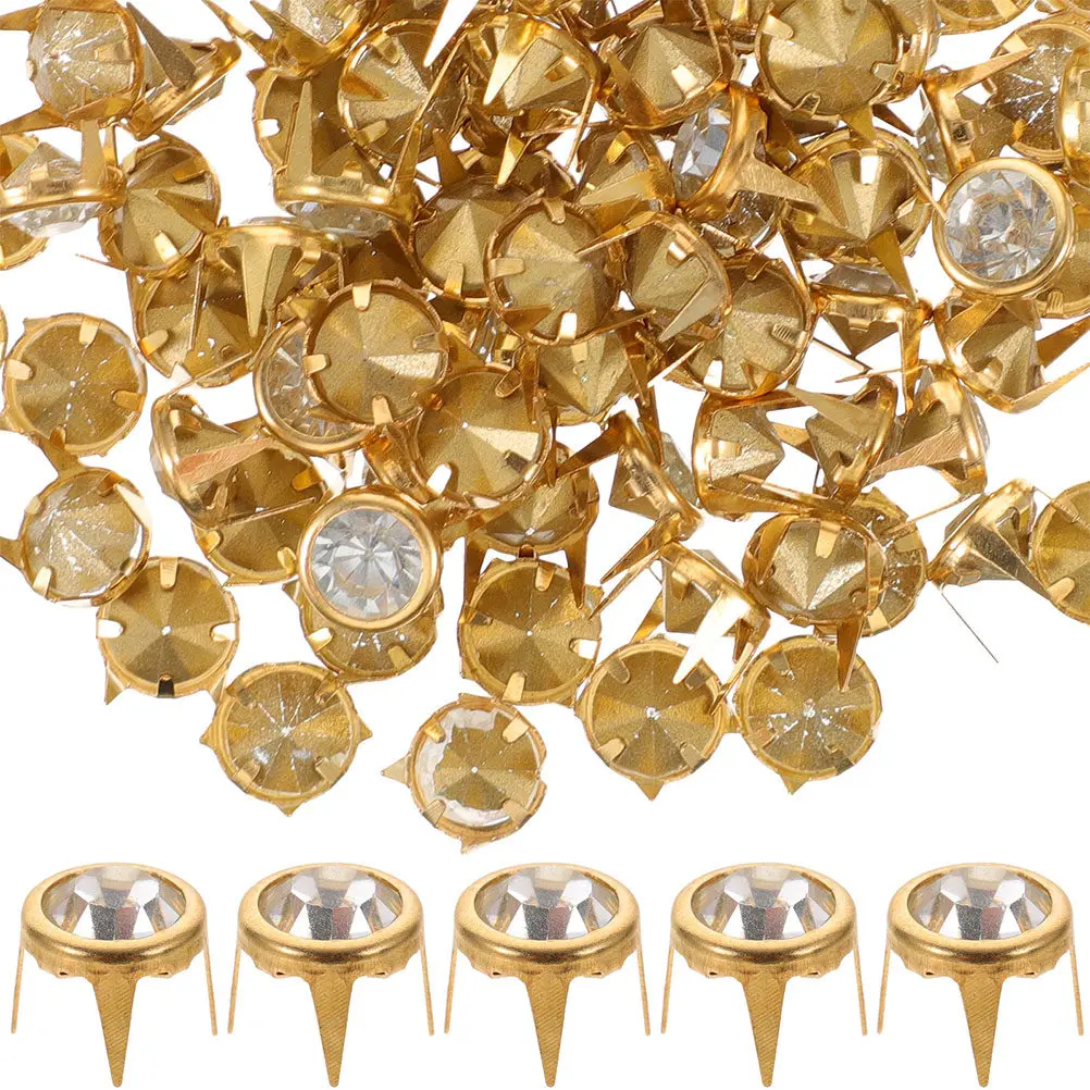 50Pcs Crystal Rhinestone Rivets Claw Studs Decorative Spikes DIY Clothing Bag Shoes Accessories Fashion Glamorous