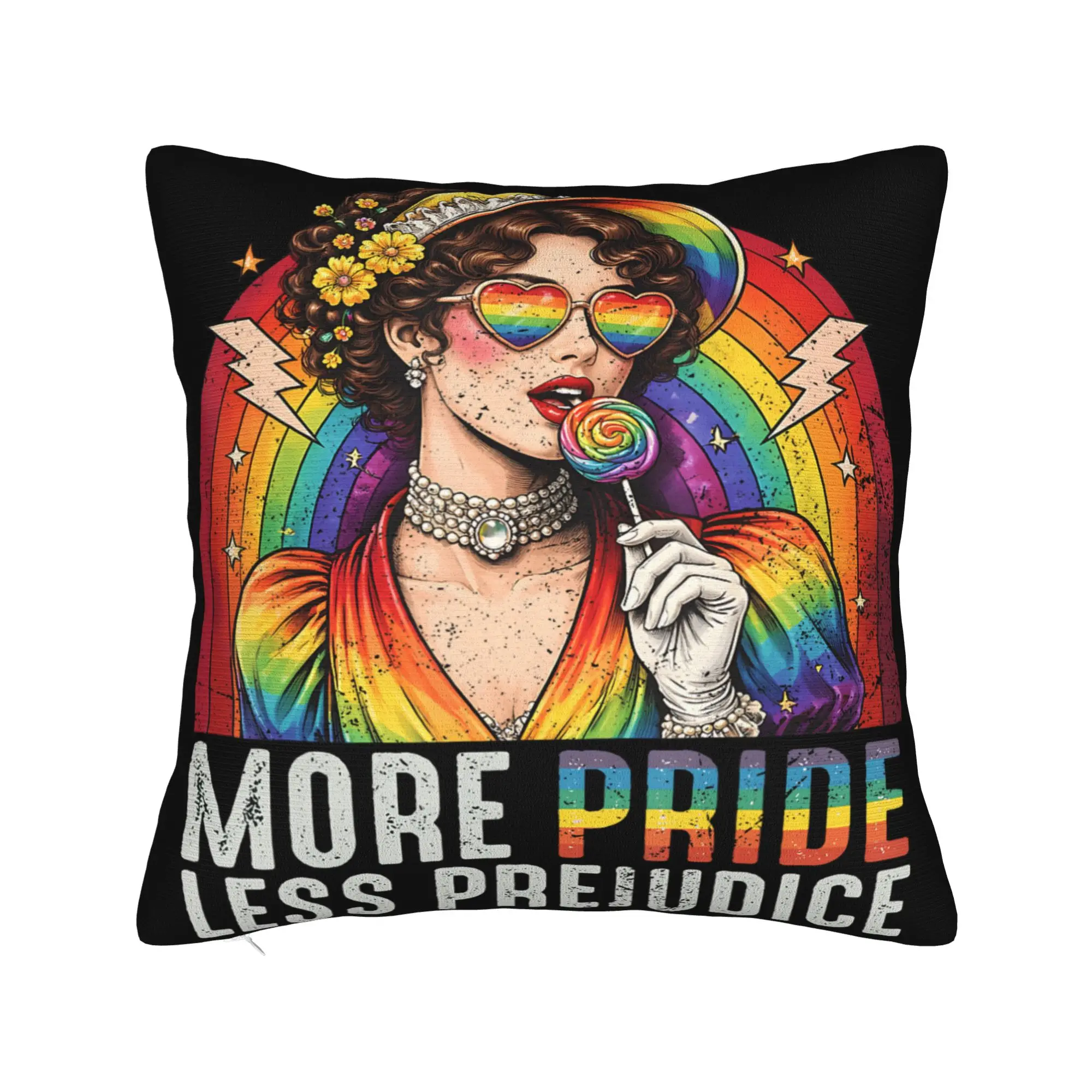 More Pride Less Prejudice  Pillowcase Merch Printed Cushion Cover Decor  Pillow Case Cover Home Multi-Size
