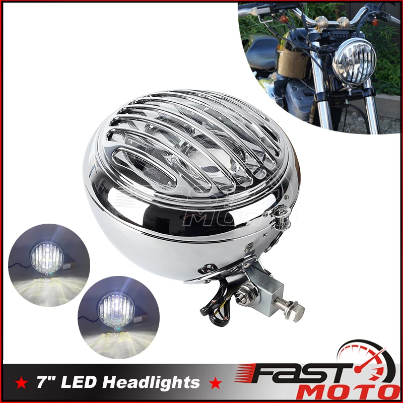 7inch Motorcycle Headlamp E9 E-mark Led Headlight Grille Head Light Lamp 7