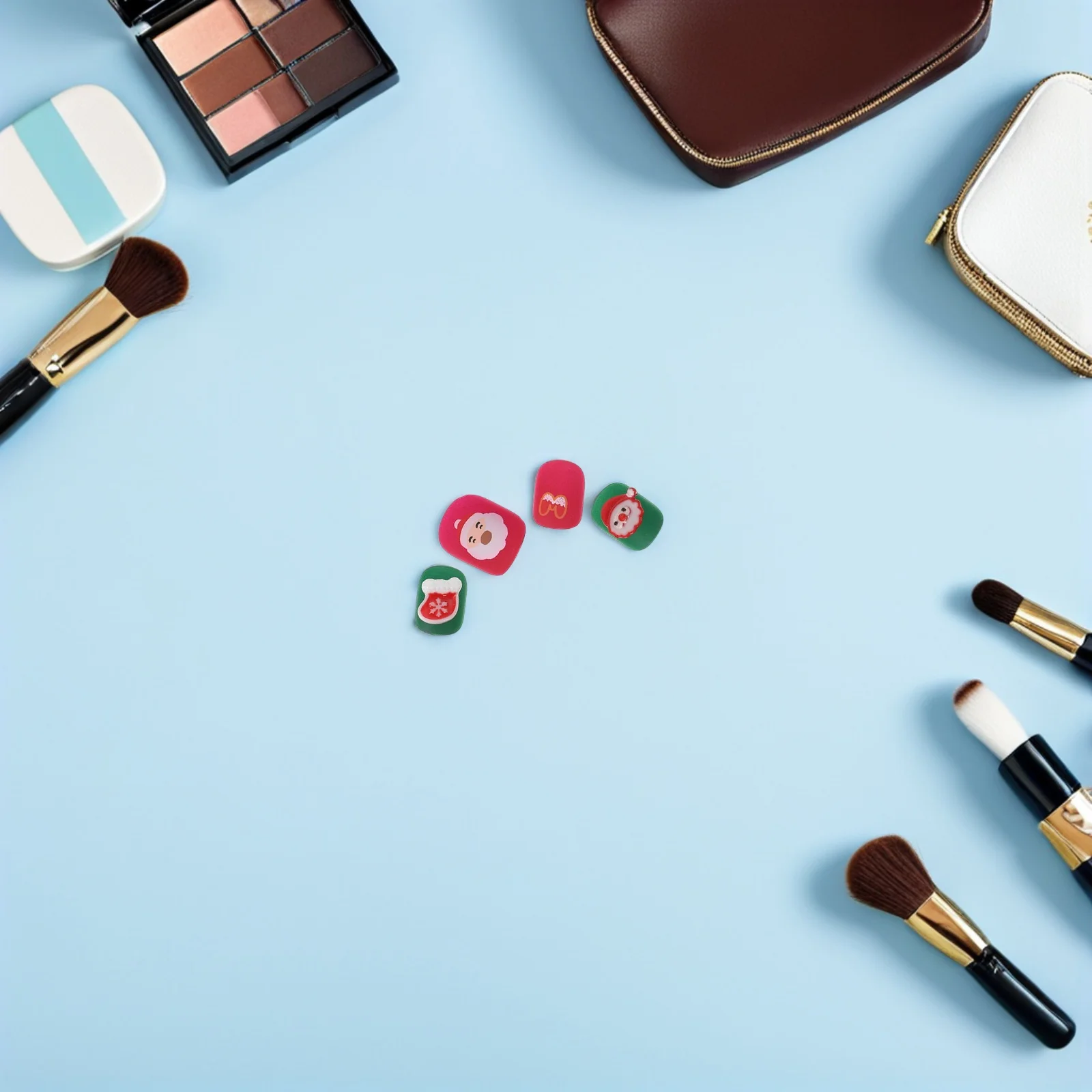 

1Set Christmas Press on Nails Almond Shape Short Fake Nail Tips Full Cover Decorative Art for Holiday Party DIY Manicure Women