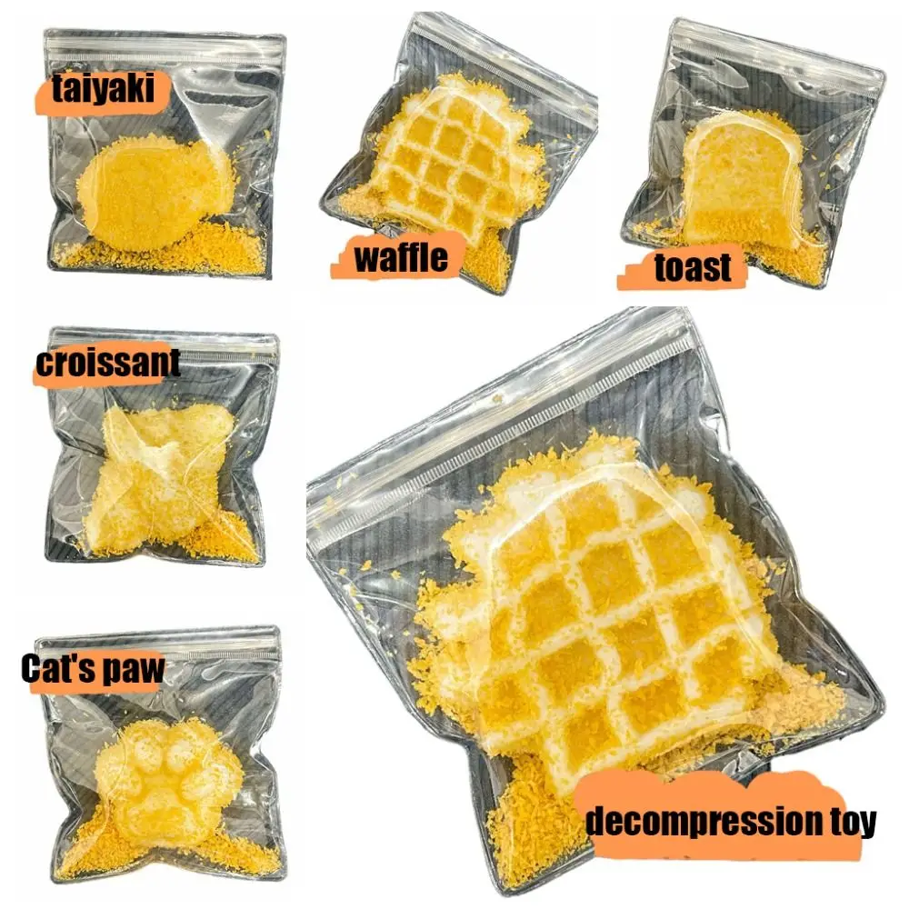 Cat Paw Fried Food SqueezeToy Fried Meatball Toast Simulated Food Toy Croissant Interesting TPR Squeeze Toy Children Gifts