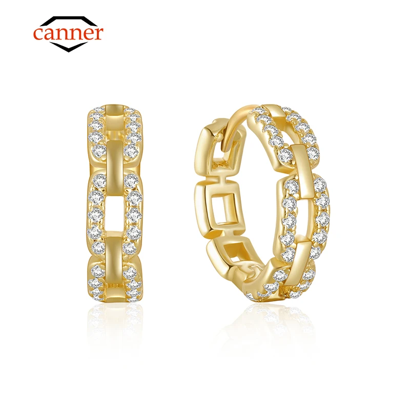 CANNER Hip Hop – boucles d'oreilles Huggie Piercing pour femmes, en argent Sterling 925 plaqué or 18k, Zircon, bijoux fins, cadeaux