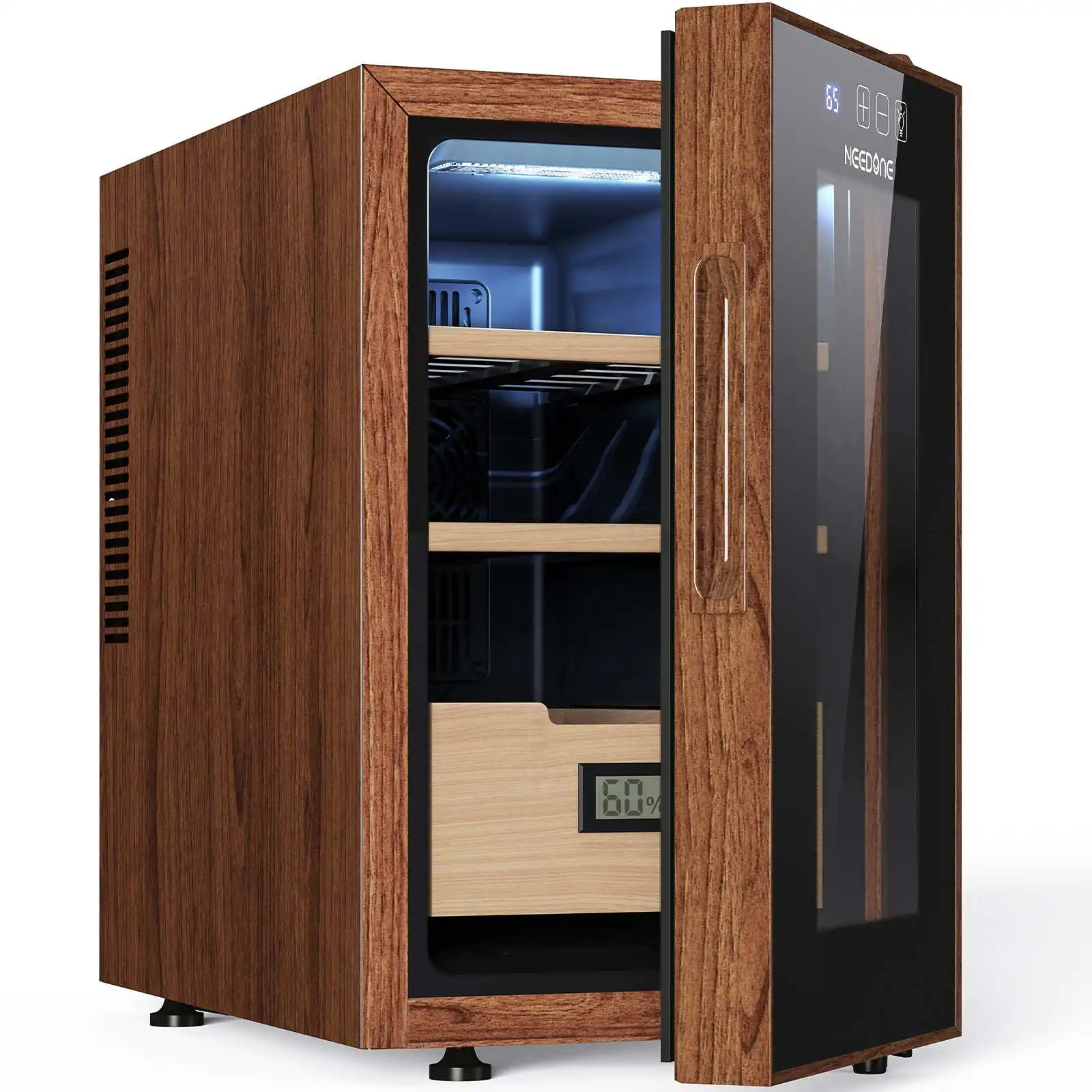 23L Electric Cigar Humidors, Temperature Control Cabinet with Spanish Cedar Wood Shelves & Drawer Hygrometer Freezing Appliances