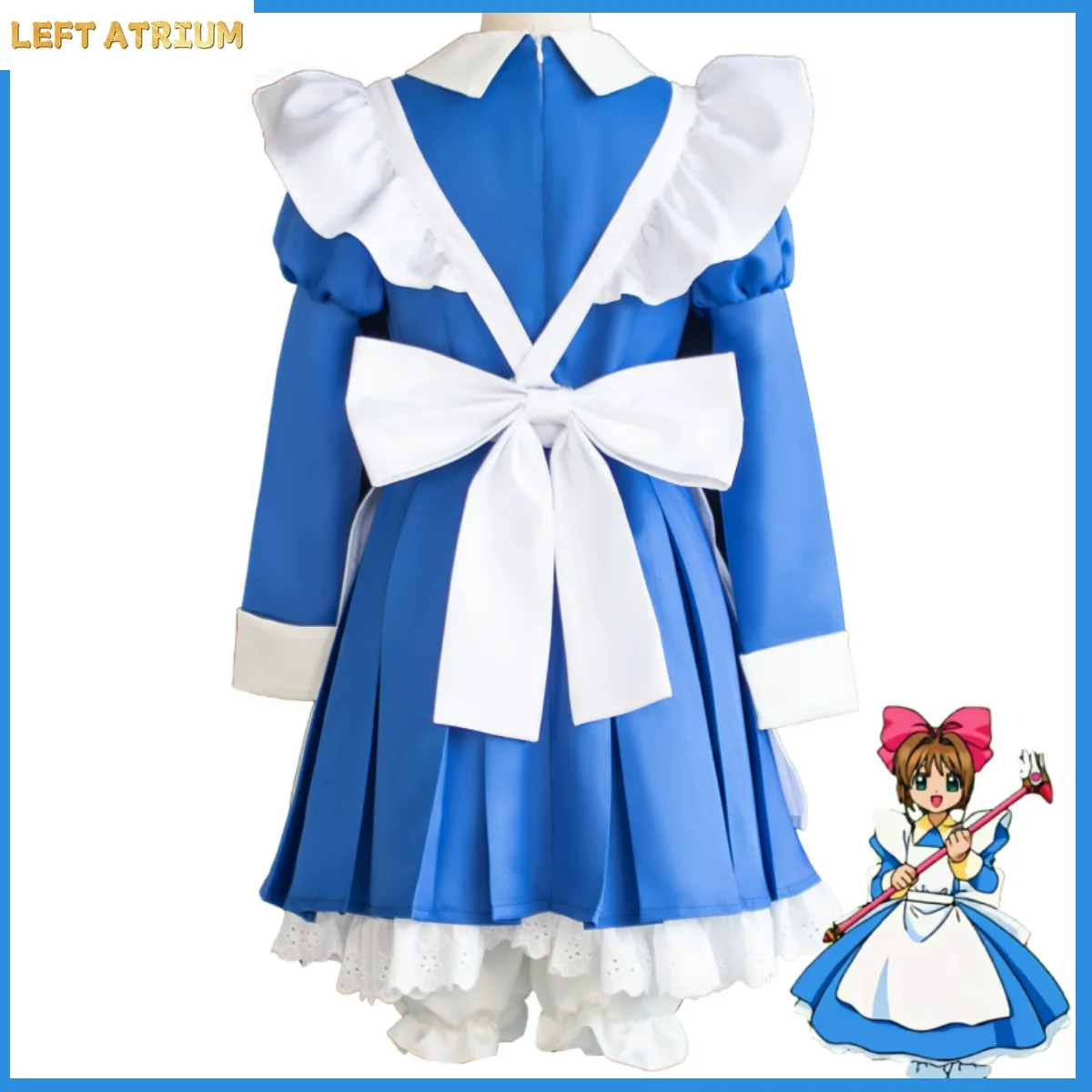 Anime Cardcaptor Sakura Kinomoto Sakura Cosplay Costume Blue-white Maid Outfit Uniform Wig Woman Cute Christmas Party Suit view 5