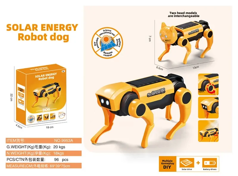 New Robotic dog Solar Electronic Intelligent Interactive Dog With kids toys Diy Assembling Educational Science birthday gift