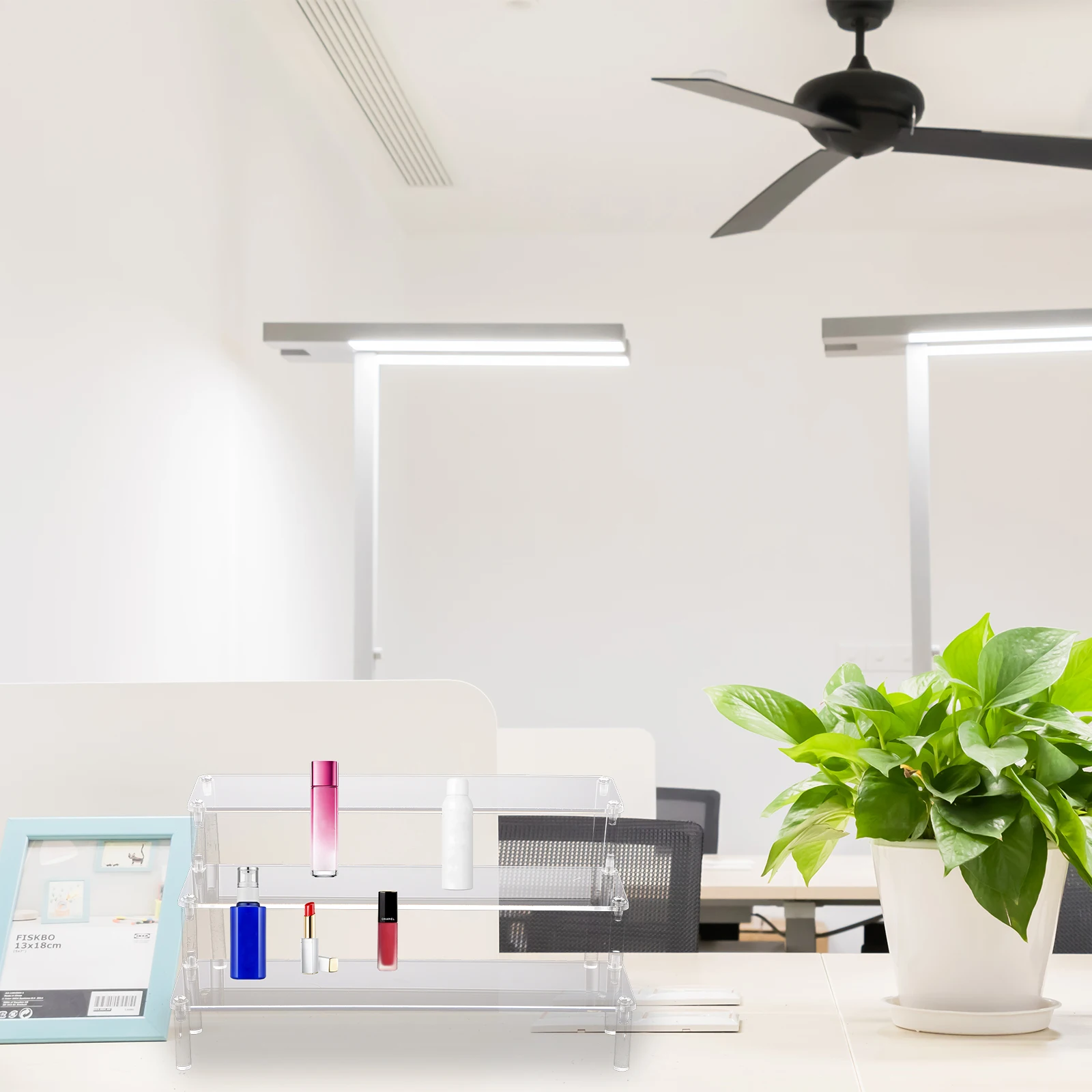 

1pc Acrylic Display Rack Multi-layer Storage Organizer Stand for Lipstick Keys Mobile Phone Bedroom Office Use Clear Desk Holder