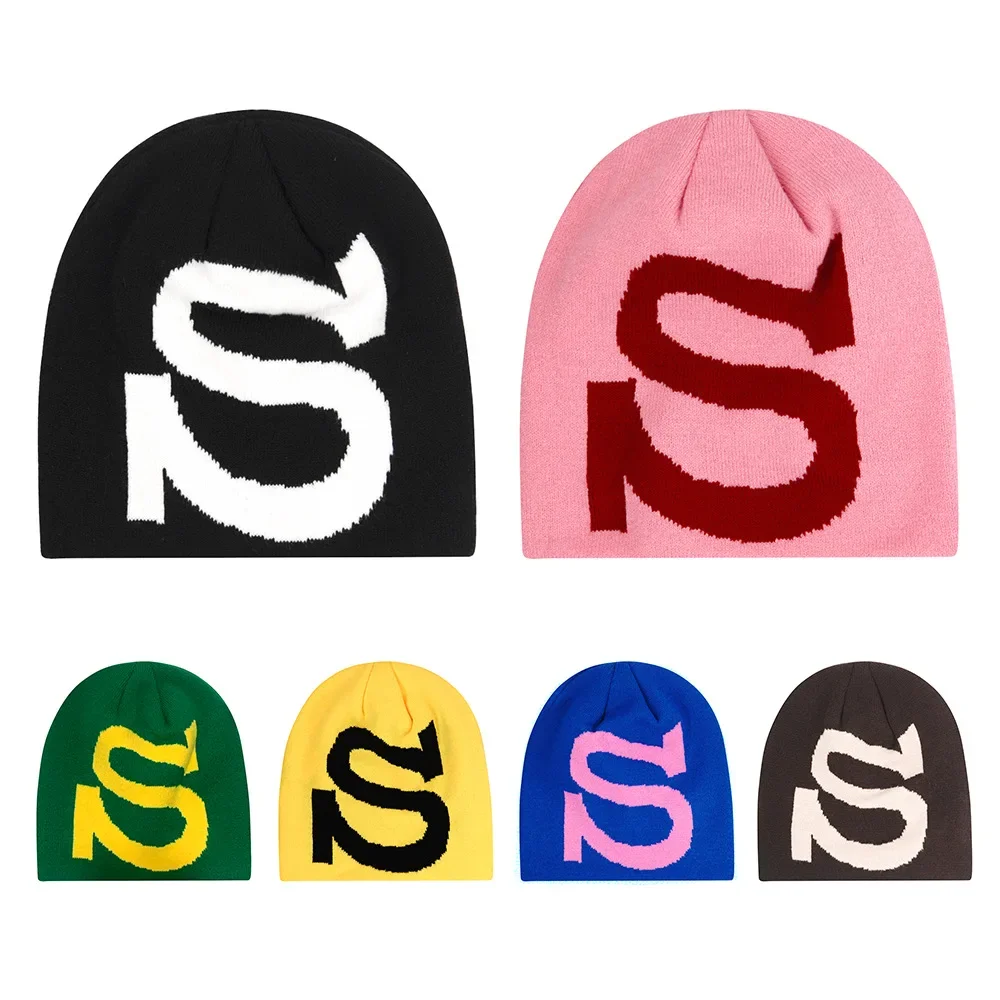 AliExpress JIMIHISI Letter S Fashion Y2K Knitted Hat Unisex Autumn Winter Warm Wool Beanies Hip Hop Ear Gorras Skiing Cap Cycling Outdoor Women Men