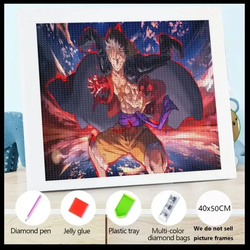 

1 шт. One Piece Monkey D. Luffy Gear 5 Алмазная картина, 5D Полная дрель Аниме Персонаж Искусство DIY Набор, Большой Кристалл Горный Хрусталь Gem E