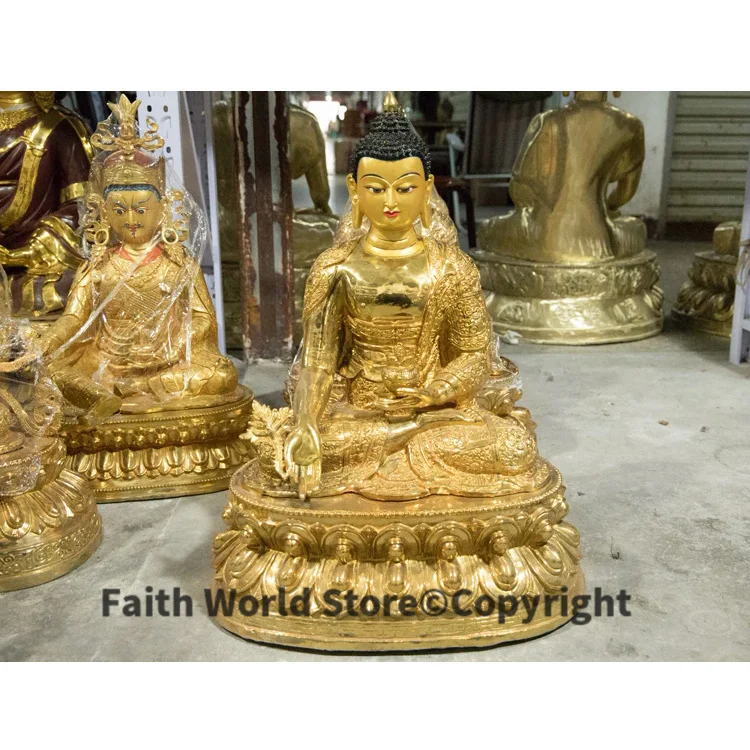 65CM Super large huge # Temple home Lobby Altar Talisman Effective Blessing Buddhism Tibet Gilding Medicine Buddha brass statue