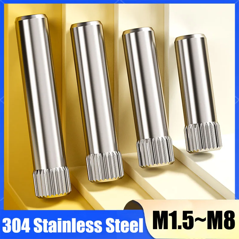 3~20Pcs M1.5 M2 M2.5 M3 M4 M5 M6 M8 304 Stainless Steel Knurled Cylindrical Pin Shaft Pin Hinge Pin Toys Linkage Latch Hinge