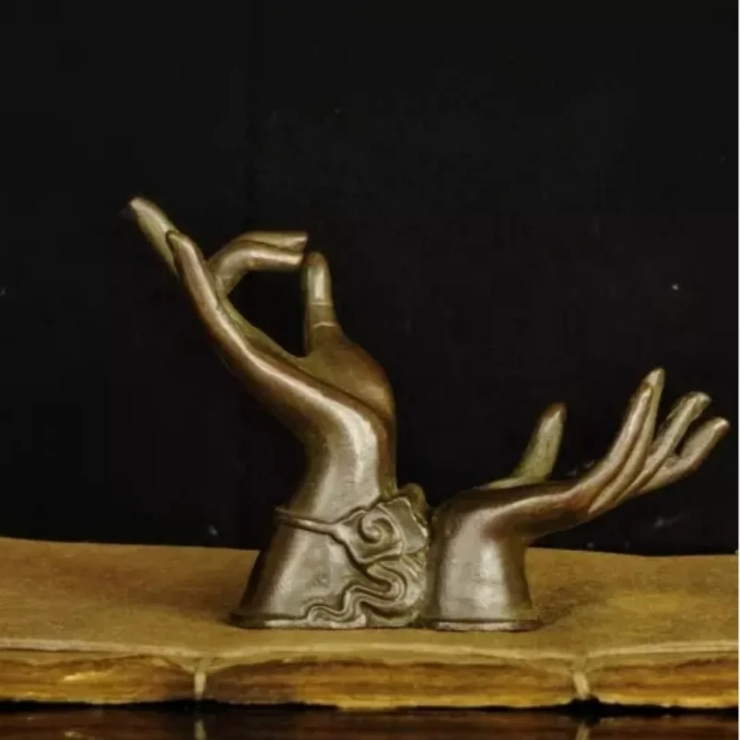 

4.2" Chinese Bronze Buddha Hand Shelf Ornament Statue figure Collect Decor Gift
