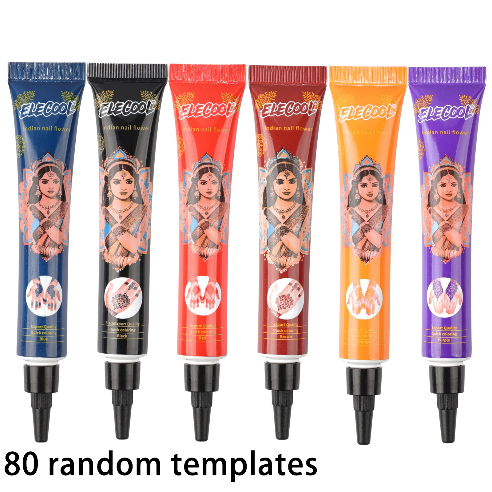 

3/6pcs Natural Henna Cones for Body Art Temporary Tattoo Ink Waterproof Skin-Safe Paint Gift with Freckle & Tattoo Drawing Template