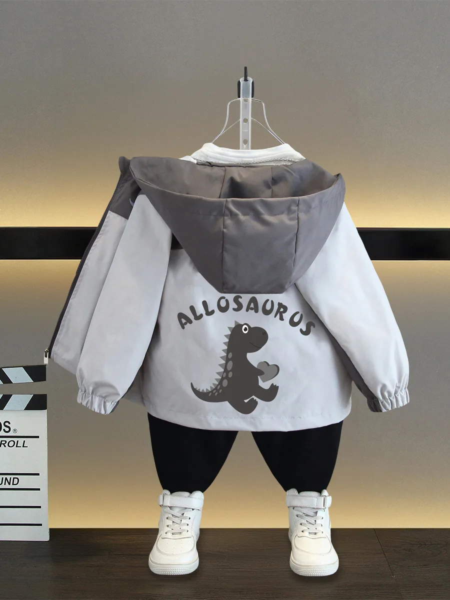 Spring Autumn Boys Hooded Jacket Cartoon Dinosaur Boys Coat teenager Kids Coat Children Clothing Fashion Outwear
