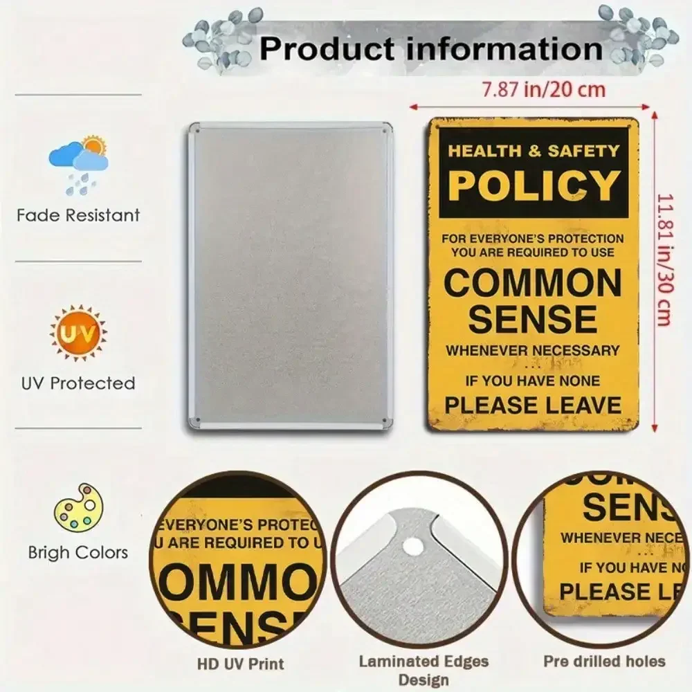 قطعة واحدة من علامة معدنية عتيقة "الصحة والسلامة" - ديكور من القصدير المضحك للاستخدام الداخلي/الخارجي، هدية روح الدعابة #4