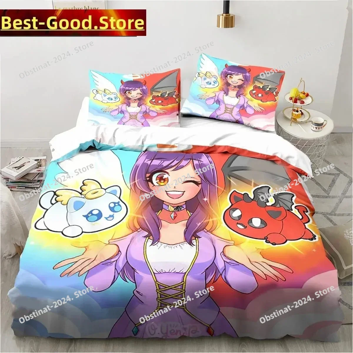 Game Cute Aphmau with Wings Bedding Set Duvet Cover Full Queen King Size Pillowcase Bed Printed Aldult Kid Bedroom Single Twin