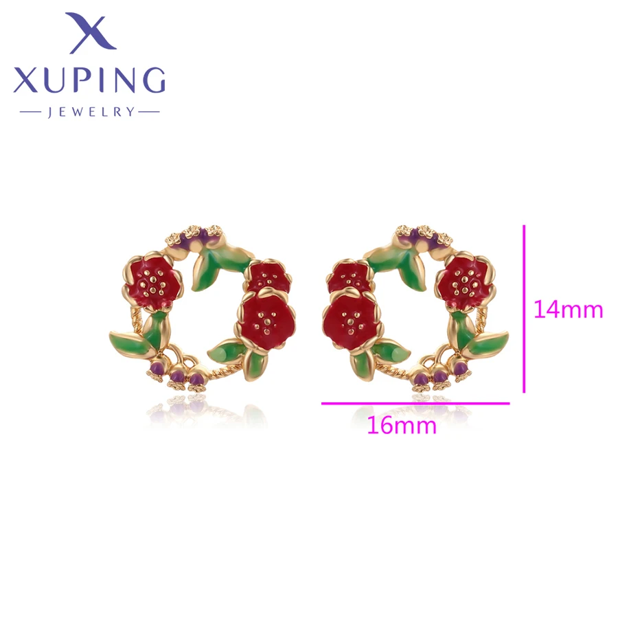 Xuping Jewelry Fashion Flower Shaped Copper Alloy Gold Color Stud Earrings for Women  Party Gift X001022499
