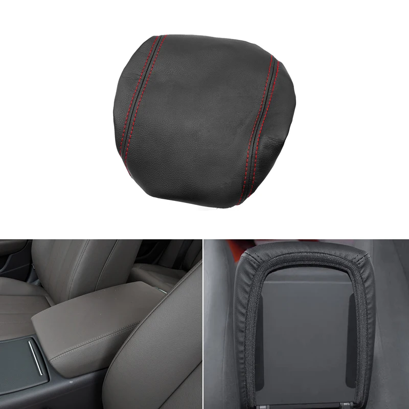 Microfiber Leather Center Console Armrest Box Lid Trim Cover Fits Audi A6 2012-2018 With Elastic Band
