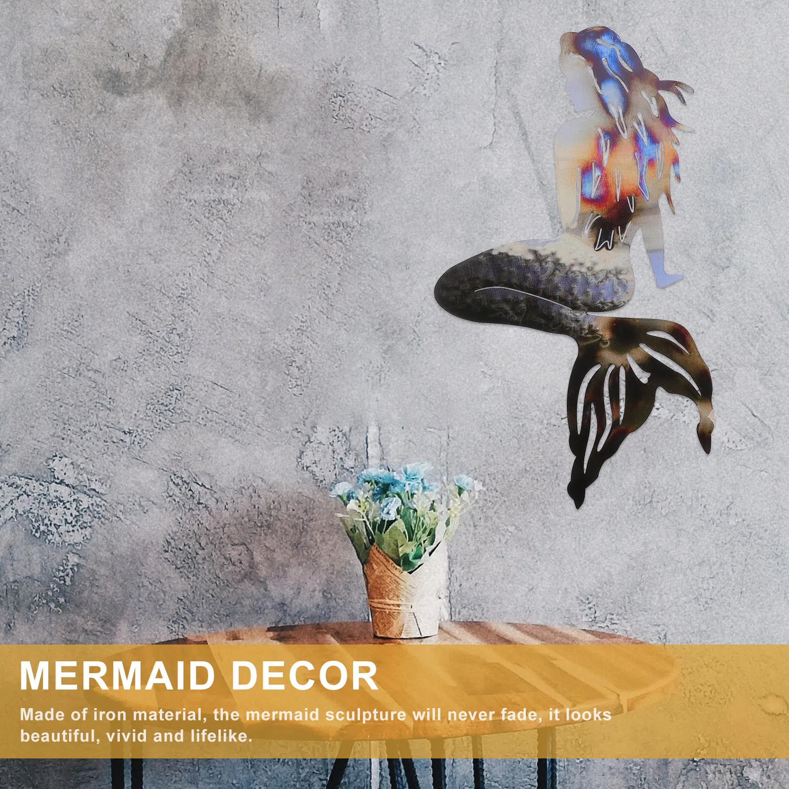 Mermaid Decoration Sculpture Ocean Animal Wall Ornament Art for Home Hanging Figurine