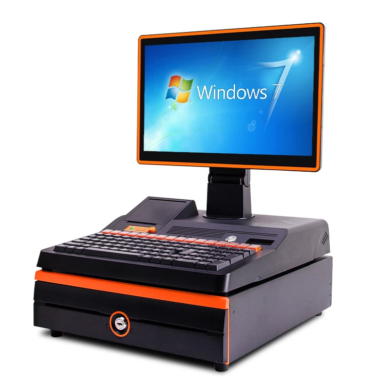 Desktop Monitor POS System All in One 15.6 Inch 2GB+32GB Cash Register Touch Screen Pos Machine With Receipt Printer