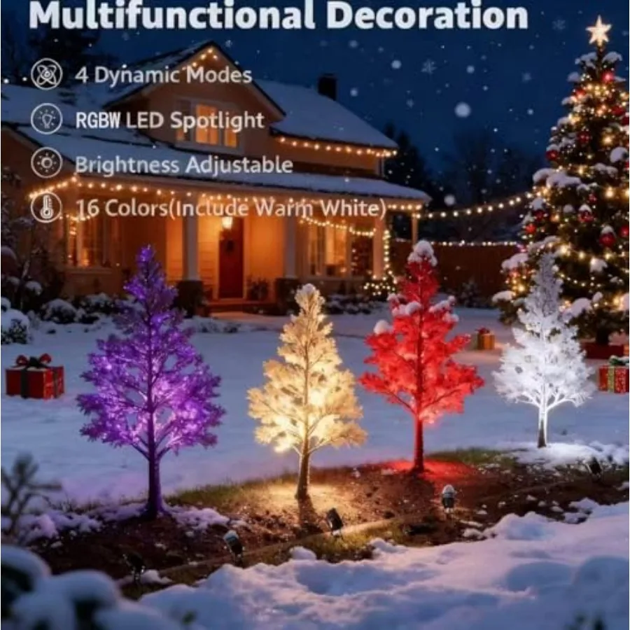 Christmas RGB and Warm White Spot with Timer 0W Individual Control Halloween Spot Outdoor IP65 Waterproof Landscape Spotlight f