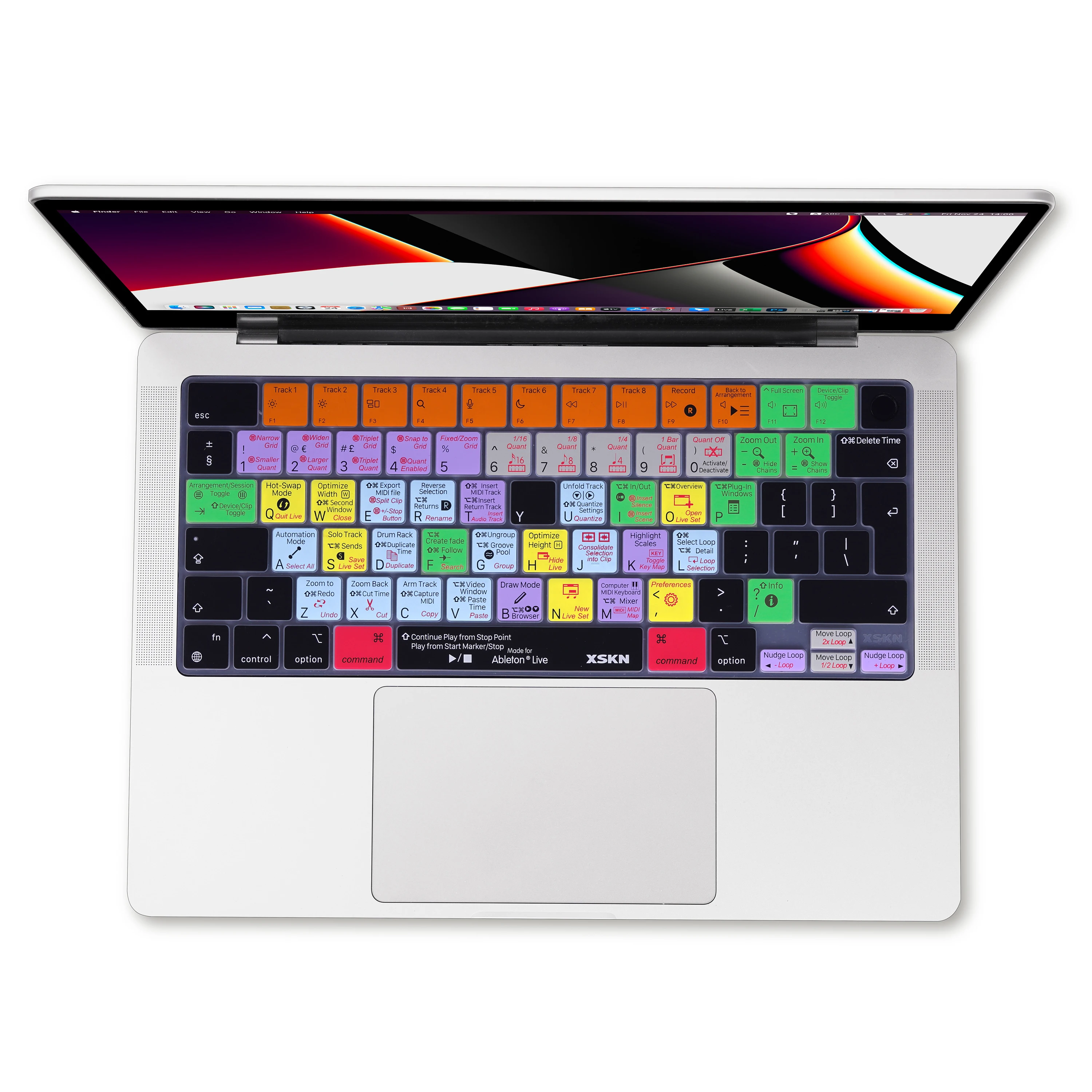 XSKN EU US Ableton Live Shortcuts Silicone Keyboard Cover Skin for Apple 2021-2023 Macbook Pro 14.2 and Macbook Pro 16.2 M2 M3