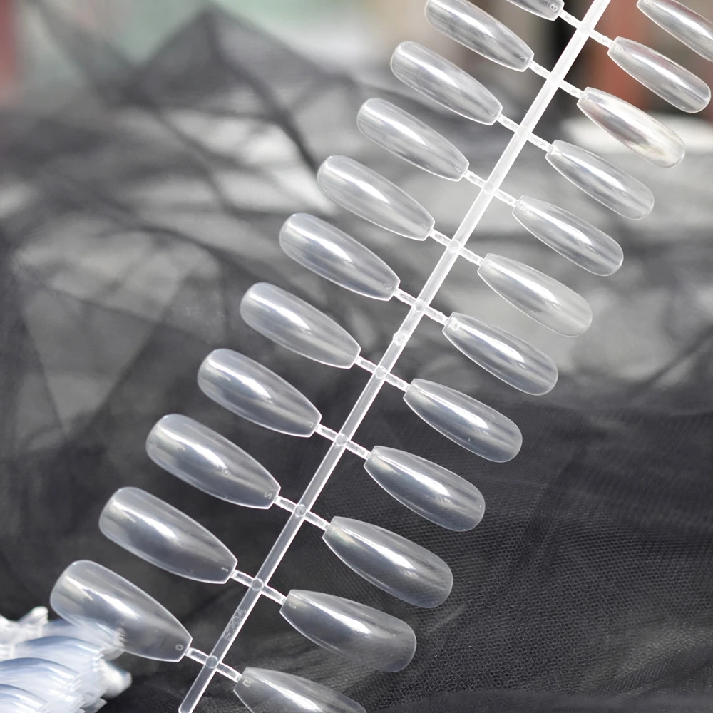 10 مجموعات طويلة واضحة صالون الأظافر وهمية شكل نعش DIY بها بنفسك شفافة المتطرفة راقصة الباليه الأظافر كاذبة مانيكير نصائح 240 قطعة