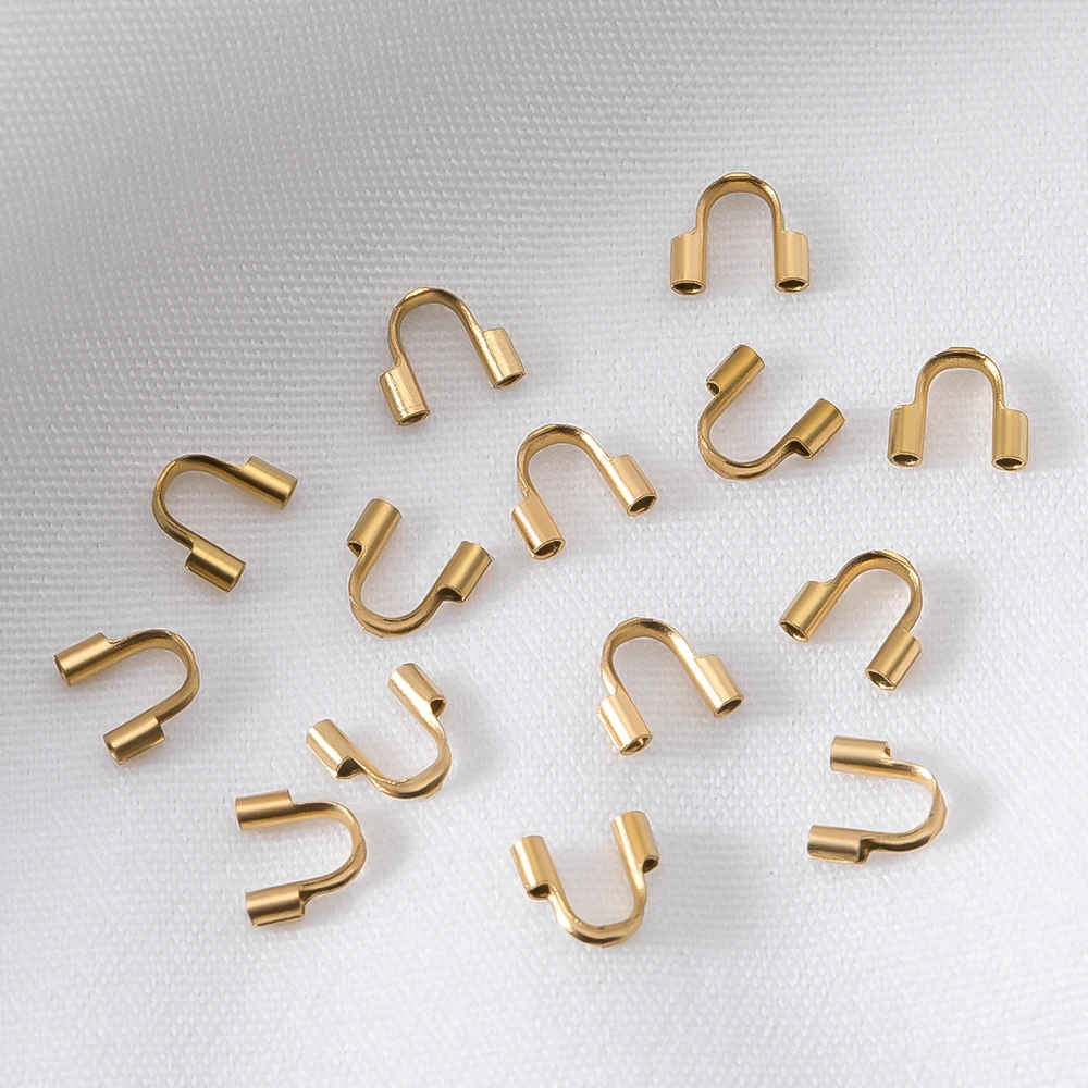 10pcs 30pcs Stainless Steel Gold Wire Protector Wire Guard Guardian Protectors Loops U Shape Clasps Connector DIY Jewelry Making view 5