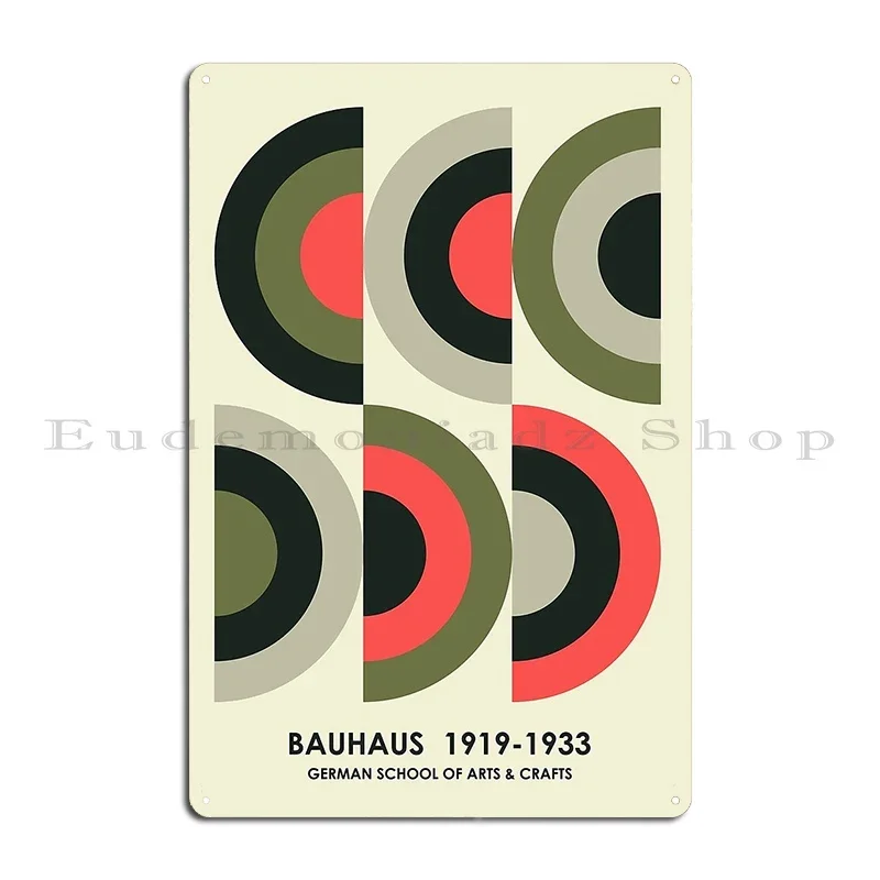 Black Red Green And Grey Semi Circles Bauhaus Metal Plaque Club Club Wall Decor Create Cinema Tin Sign Poster