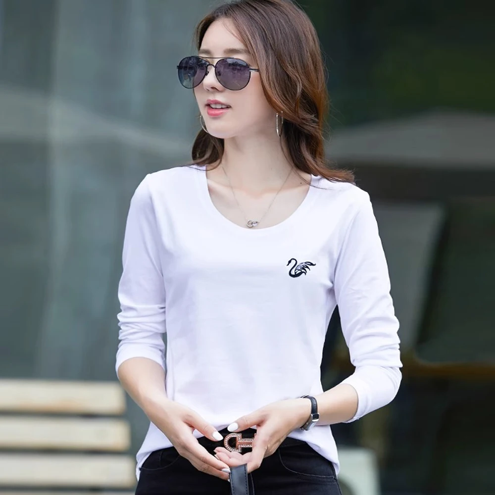 European Station T-shirt Women's Long sleeved Summer New Fashion Light Luxury Quality Embroidered Casual Large Loose Top