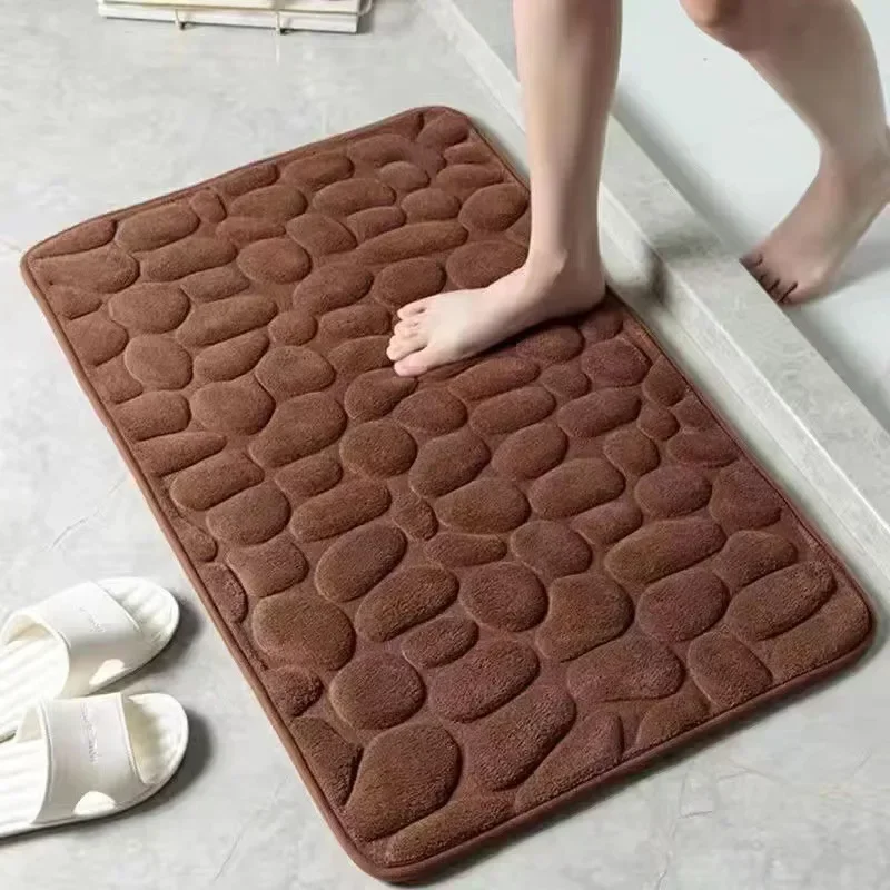 Anti-slip Bath Mat with Pebble Texture and Super Absorbent Memory Foam