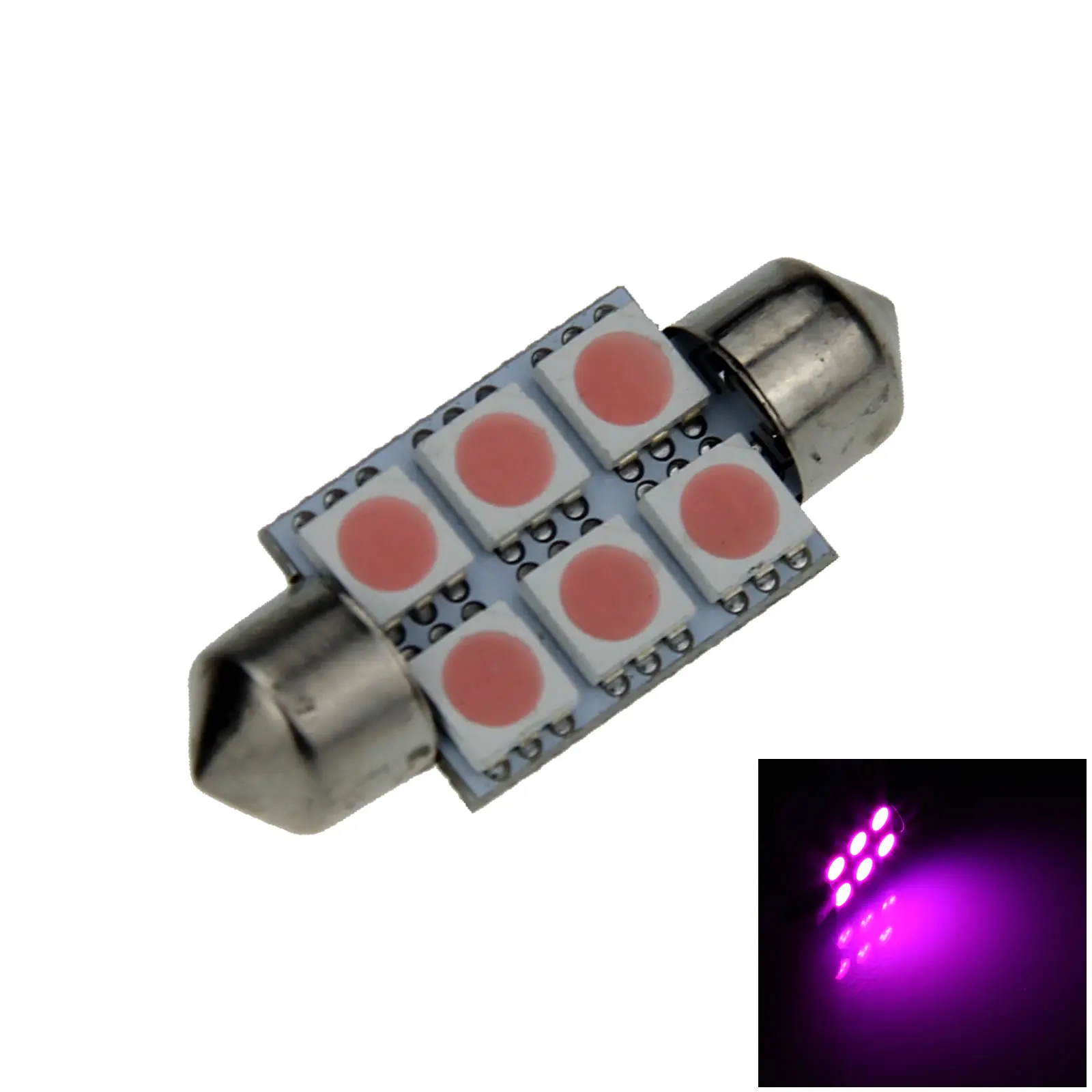 1x Pink RV 36MM Festoon Blub interior Lamp 6 Emitters 5050 SMD LED 6451 I104-P