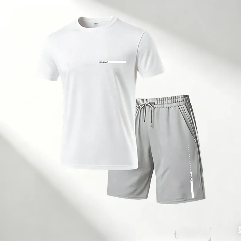 2026 Hot Sale Men's T-Shirts Sets Round Neck Short Sleeve T-Shirt + Sports Shorts Quick Dry Casual Home Outdoor 2 Piece