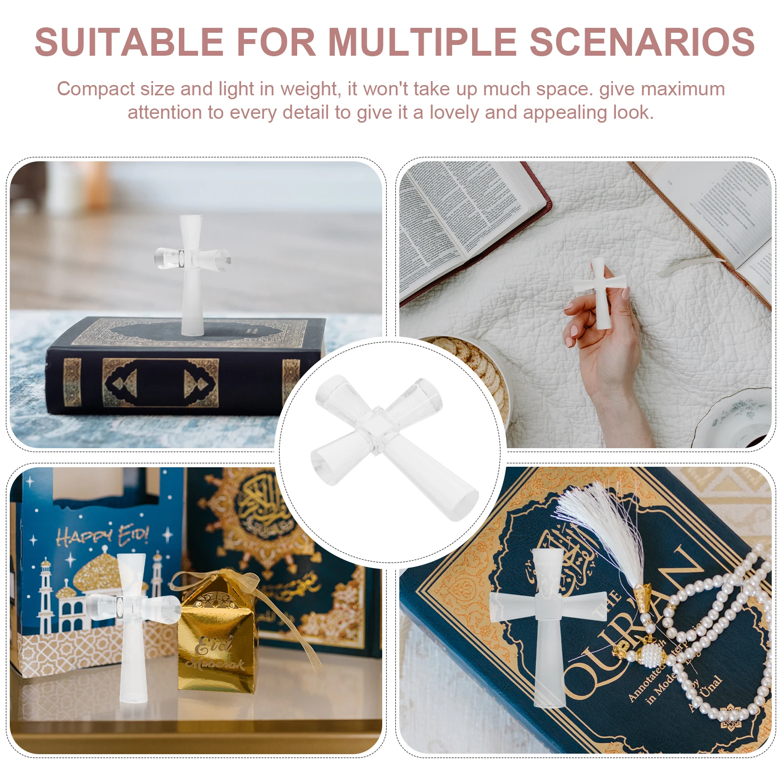 

Crystal Compact White Crystal Craft Cross Shaped Decor For Desk Home Religious Gift Adorn Party Decoration