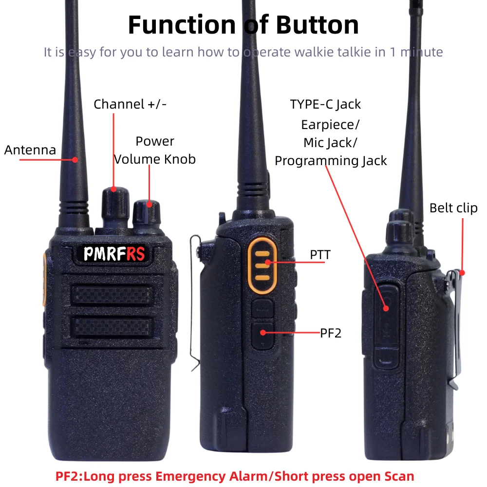 Emergency Walkie Talkie 2200mAh Portable UHF Two Way Radio StationTransceiver for Hotel Restaurant Commercial walkie-talkie