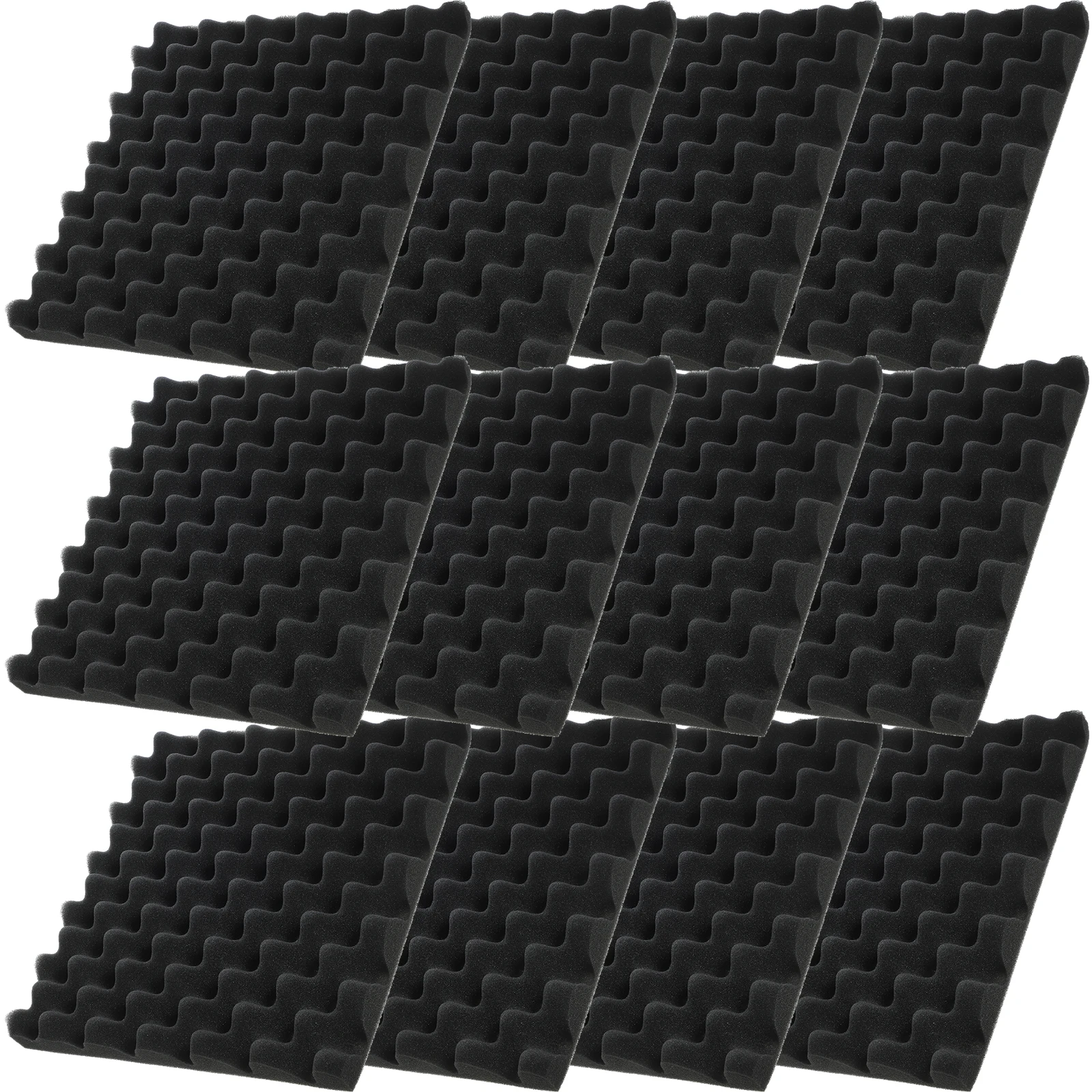 

12 Pcs Soundproof Panels 30x30x5cm Self Adhesive Acoustic Foam Insulation Board Noise Absorbing Flame Retardant Black Wall