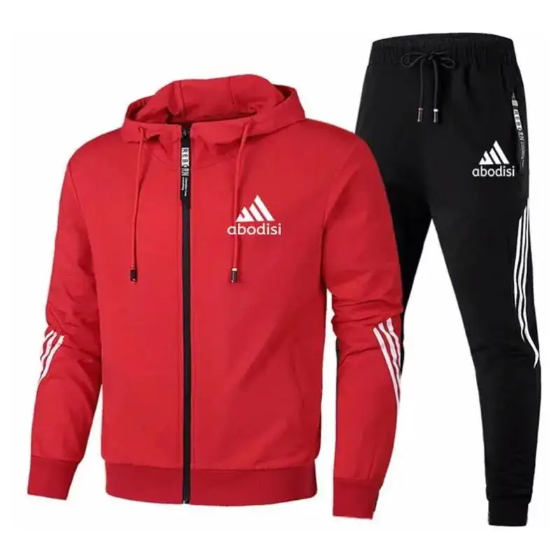 Ensemble de sweats à capuche et de pantalons College Triple Slant pour hommes, marque de luxe, vêtements de fitness pour hommes, survêtements de sport à fermeture éclair