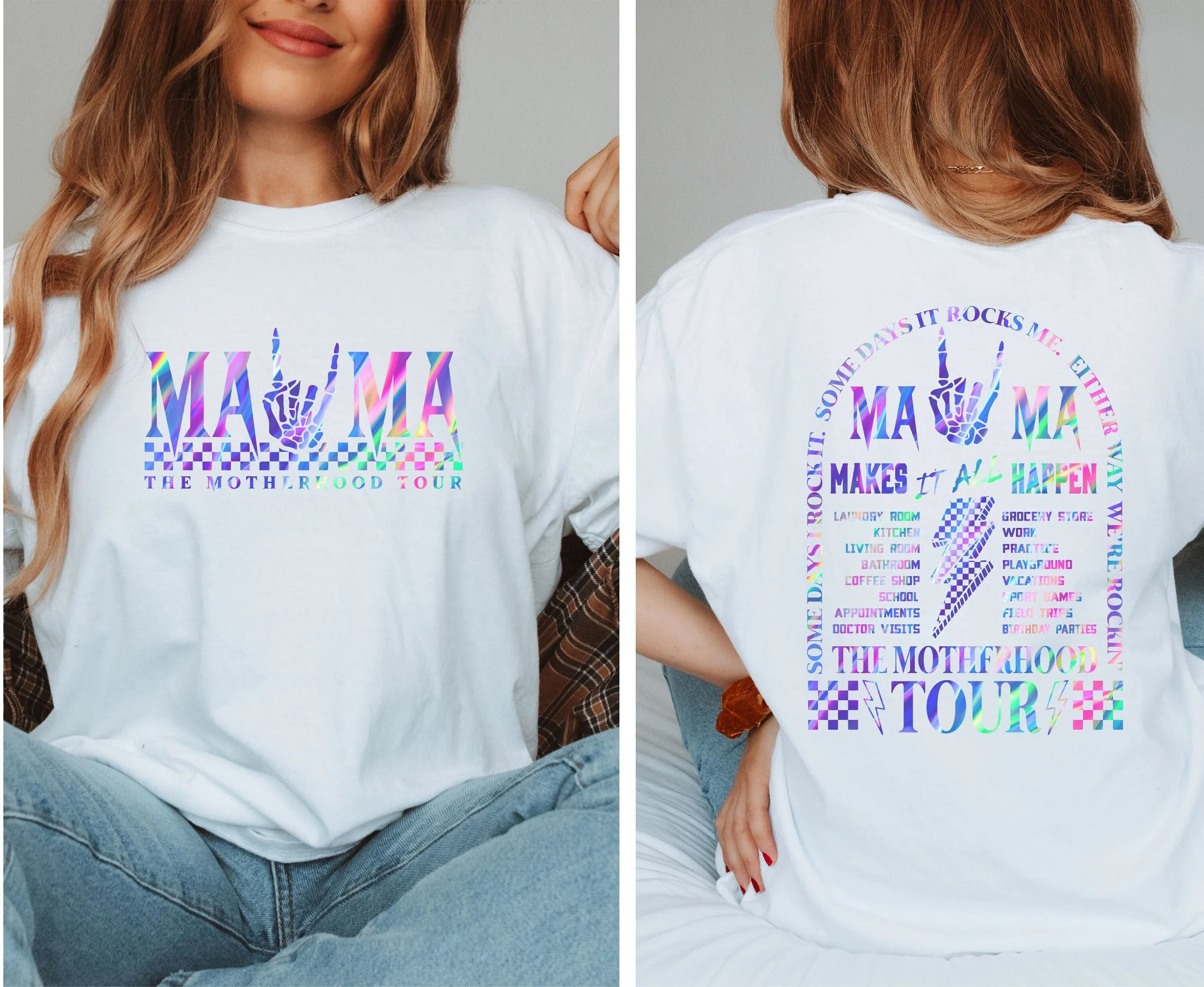 Mama Tour Tshirt Retro Motherhood Shirt Rock Shirts Skeleton Tees Mother’s Day Gifts