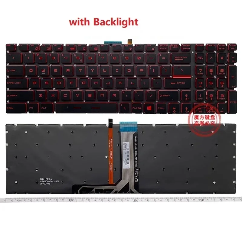 dl+New US Keyboard for MSI MS-16U6 16U1 17E7 17F2 17F4 7RFX GP65 GE75 GP73 Laptop Keyboard Backlight